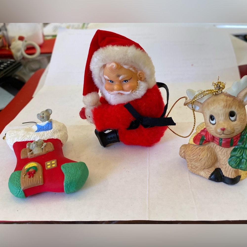Festive Santa, Reindeer and Stocking Ornaments
